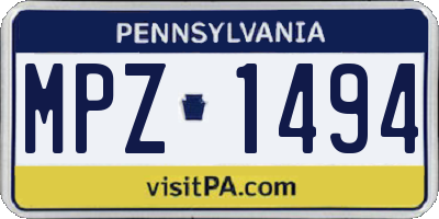 PA license plate MPZ1494
