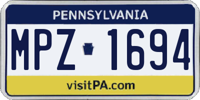 PA license plate MPZ1694