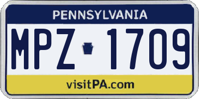 PA license plate MPZ1709