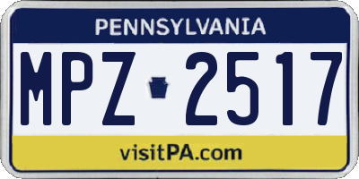 PA license plate MPZ2517