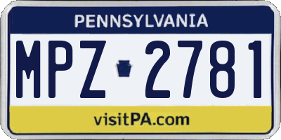 PA license plate MPZ2781