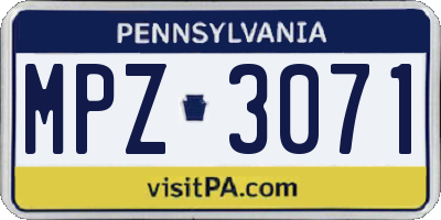 PA license plate MPZ3071