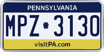 PA license plate MPZ3130