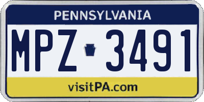 PA license plate MPZ3491