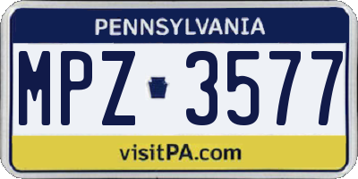 PA license plate MPZ3577
