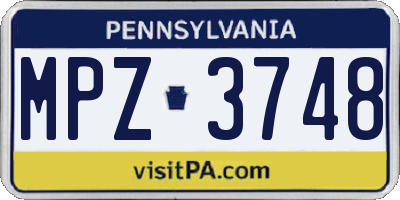 PA license plate MPZ3748