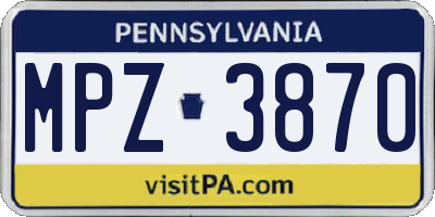 PA license plate MPZ3870