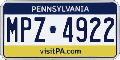 PA license plate MPZ4922