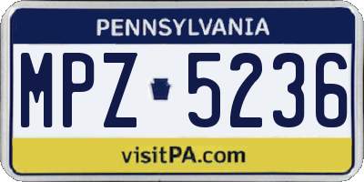 PA license plate MPZ5236