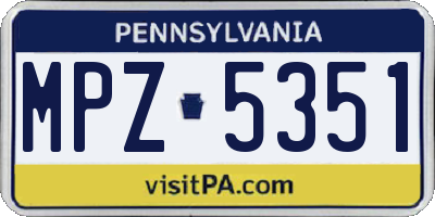 PA license plate MPZ5351
