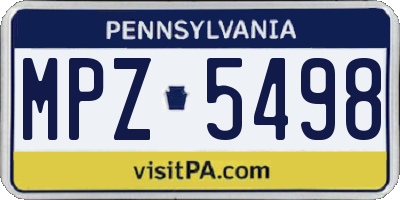 PA license plate MPZ5498