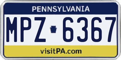 PA license plate MPZ6367