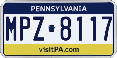 PA license plate MPZ8117