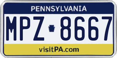 PA license plate MPZ8667