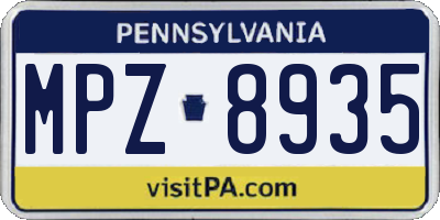 PA license plate MPZ8935