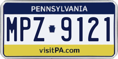 PA license plate MPZ9121