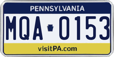 PA license plate MQA0153