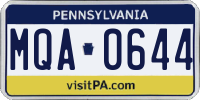 PA license plate MQA0644