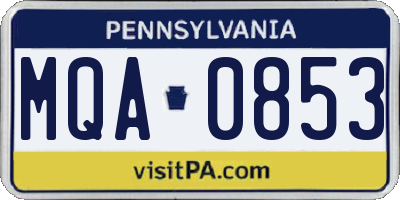 PA license plate MQA0853