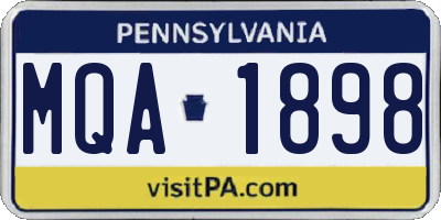 PA license plate MQA1898