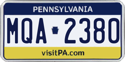 PA license plate MQA2380