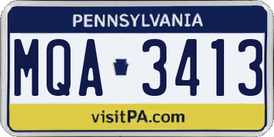 PA license plate MQA3413