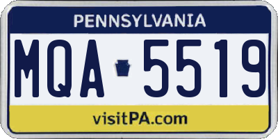 PA license plate MQA5519