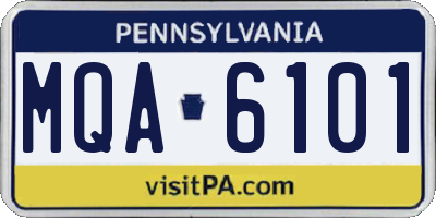 PA license plate MQA6101