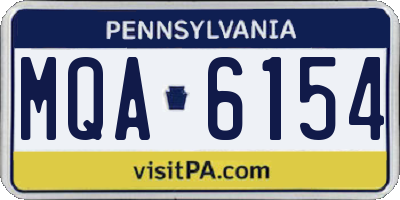 PA license plate MQA6154