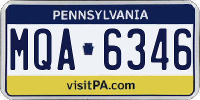 PA license plate MQA6346