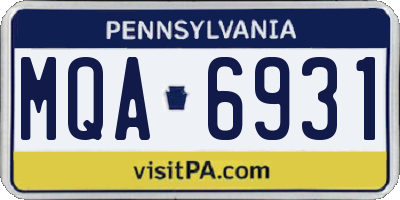 PA license plate MQA6931