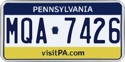 PA license plate MQA7426