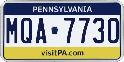 PA license plate MQA7730