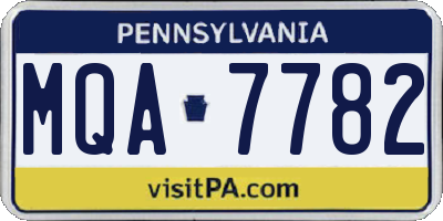 PA license plate MQA7782