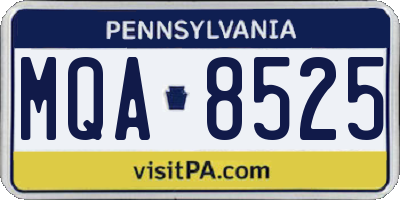 PA license plate MQA8525