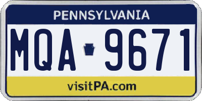 PA license plate MQA9671