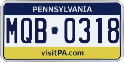 PA license plate MQB0318
