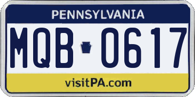 PA license plate MQB0617