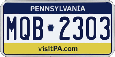 PA license plate MQB2303