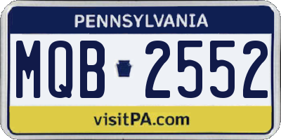 PA license plate MQB2552