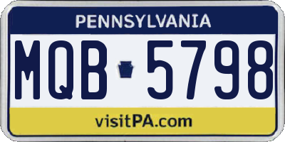 PA license plate MQB5798