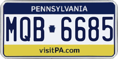 PA license plate MQB6685