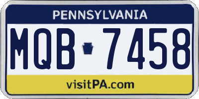 PA license plate MQB7458