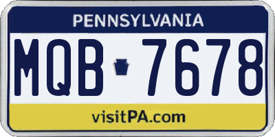 PA license plate MQB7678