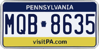 PA license plate MQB8635