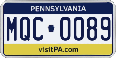 PA license plate MQC0089