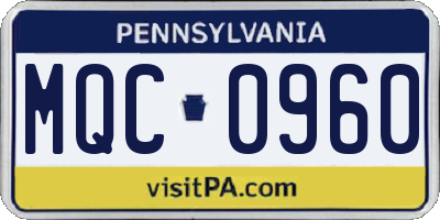 PA license plate MQC0960