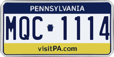 PA license plate MQC1114