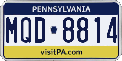 PA license plate MQD8814