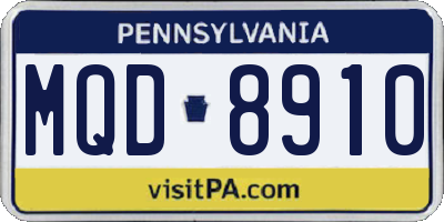 PA license plate MQD8910